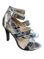 Metallic Silver Thin High Heel Gladiator